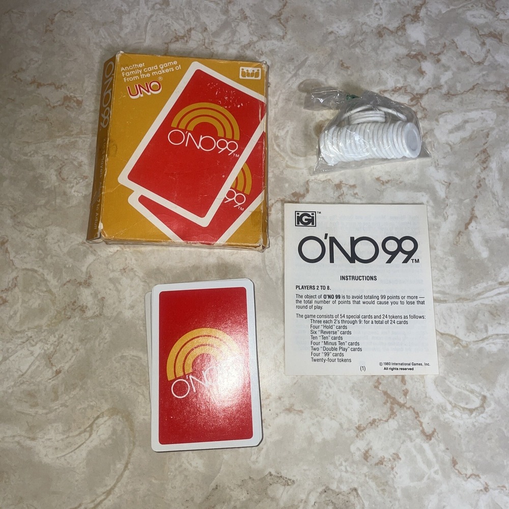 Vintage 1980 O'NO 99 Card Game From The Makers Of UNO Family Strategy Game iGi‎